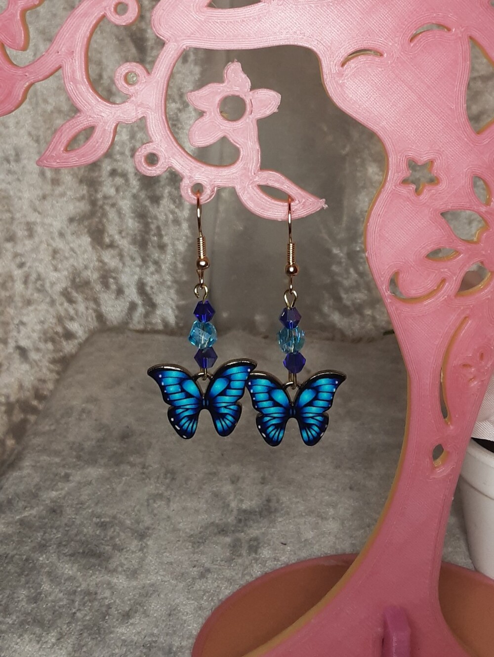 Handcrafted Blue Butterfly Dangle Earrings - Women Jewelry